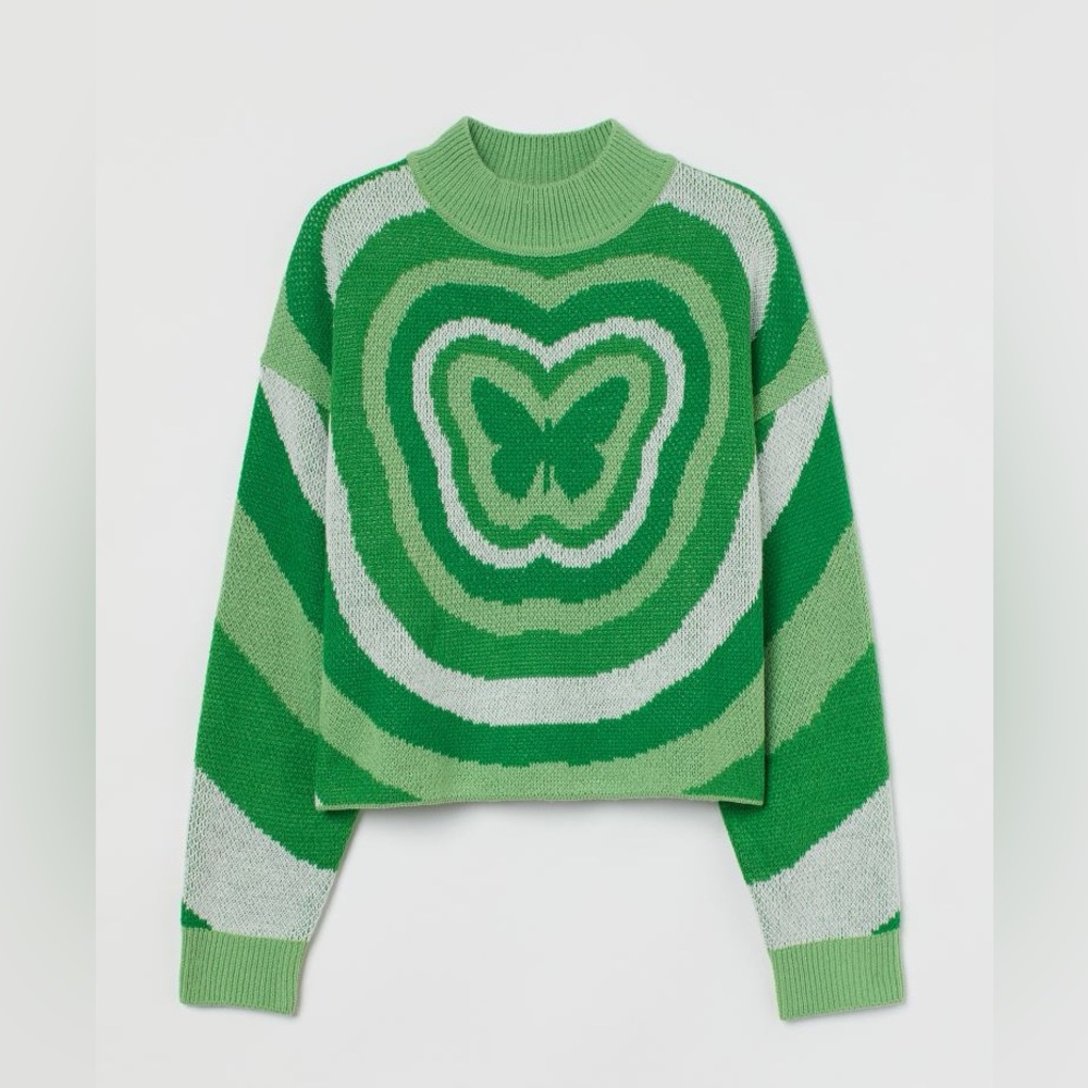 Green butterfly sweater